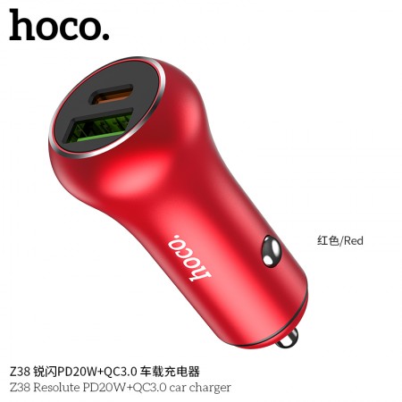 Z38 Resolute PD20W+QC3.0 Car Charger-Red Z38 Resolute PD20W+QC3.0 Car Charger-Red